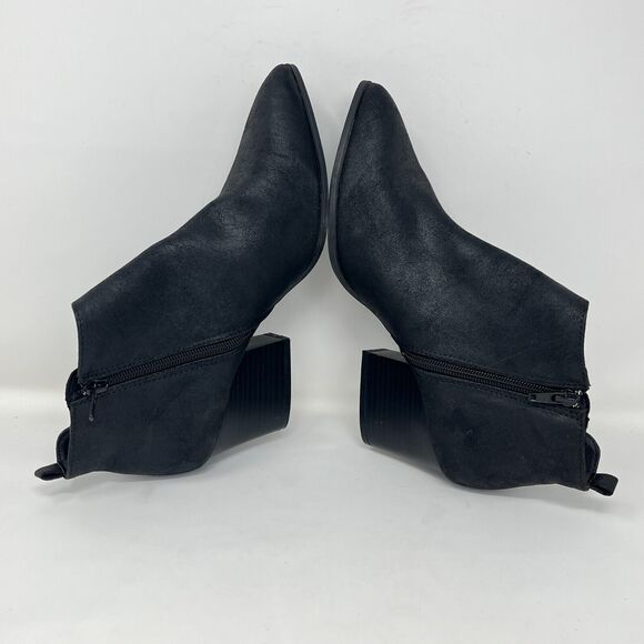 Qupid Chunky Block Heels Black Pointed Toe Casual Boots Women's Size 7.5 - Picture 5 of 10